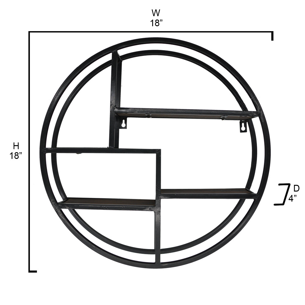 23" Mounted Iron Circle Hanging Storage Shelving Floating Shelf 3 Tier