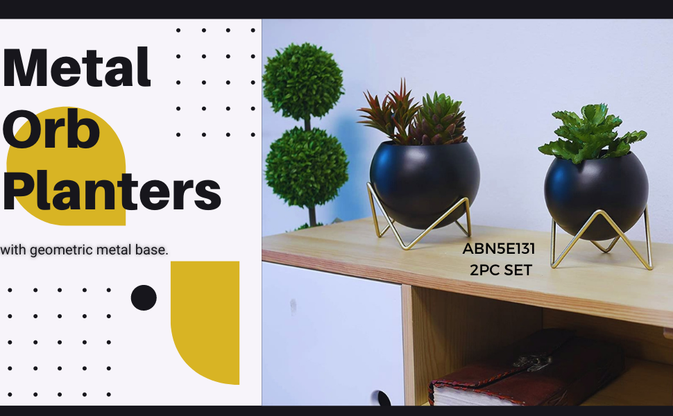 Set of 2 2 sizes Modern Spherical Planter Pot Flower Plants Holder