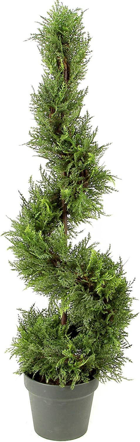 Refurbished - GTR4632-NATURAL, 3' Artificial Cypress Leave Spiral Topiary Plant Tree
