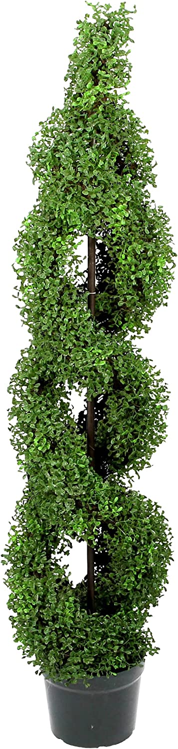 Refurbished - GTR4631-NATURAL, Artificial boxwood leave double spiral topiary tree