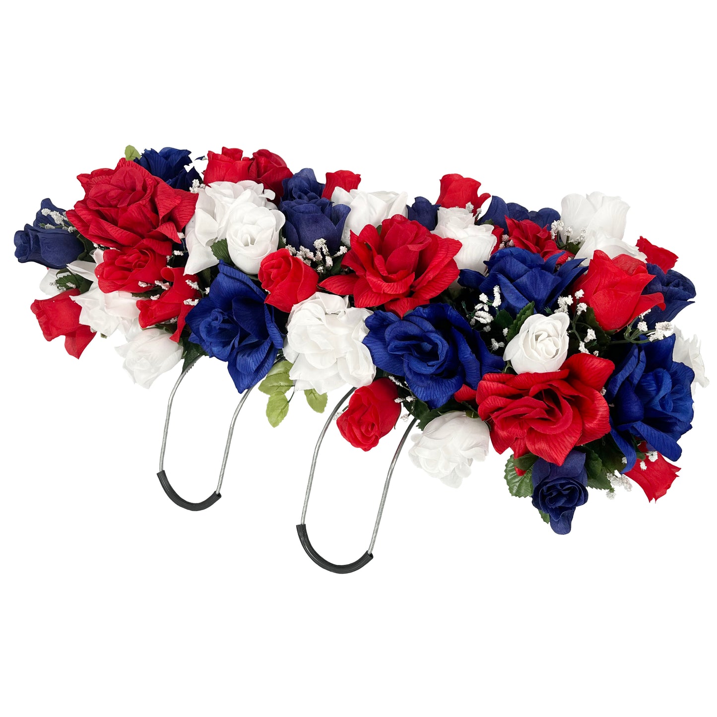 Flower with 13" inch Gravestone Floral Cemetery Headstone, Metal with Rubber Grips