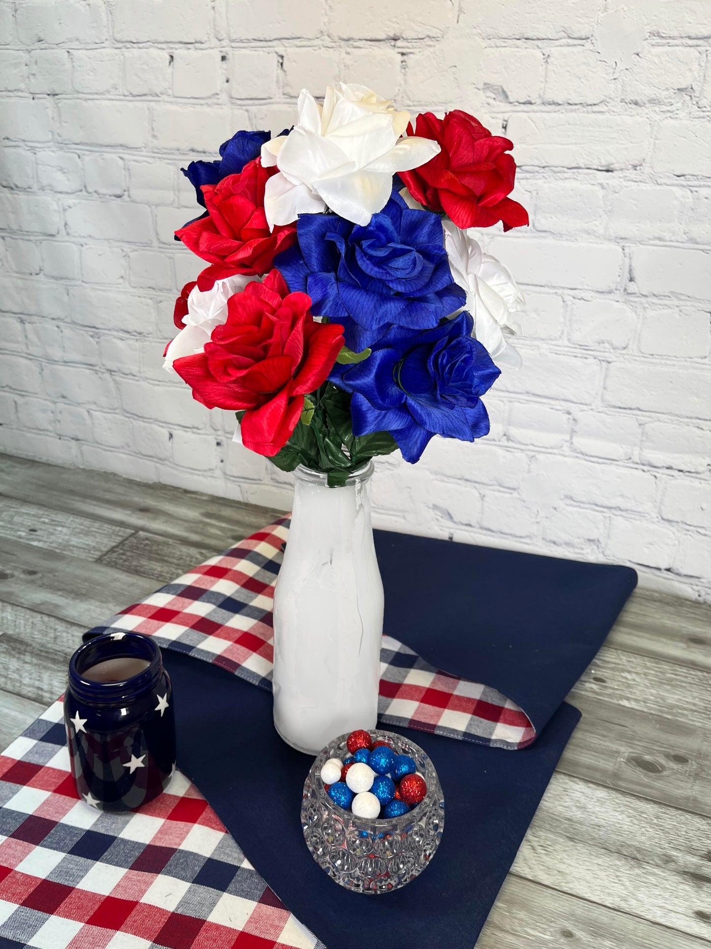 12 Stems Artificial Flower Roses Patriotic