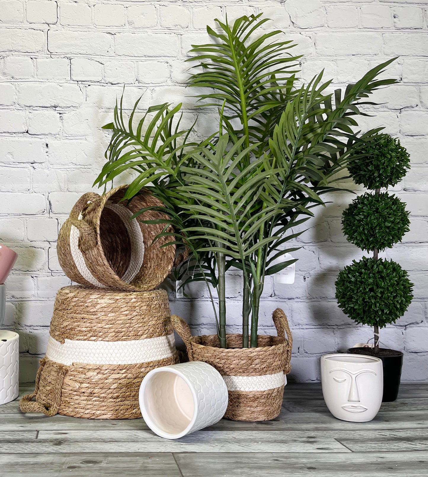 Set of 3 Nesting Basket Planters for Indoor Outdoor Plant