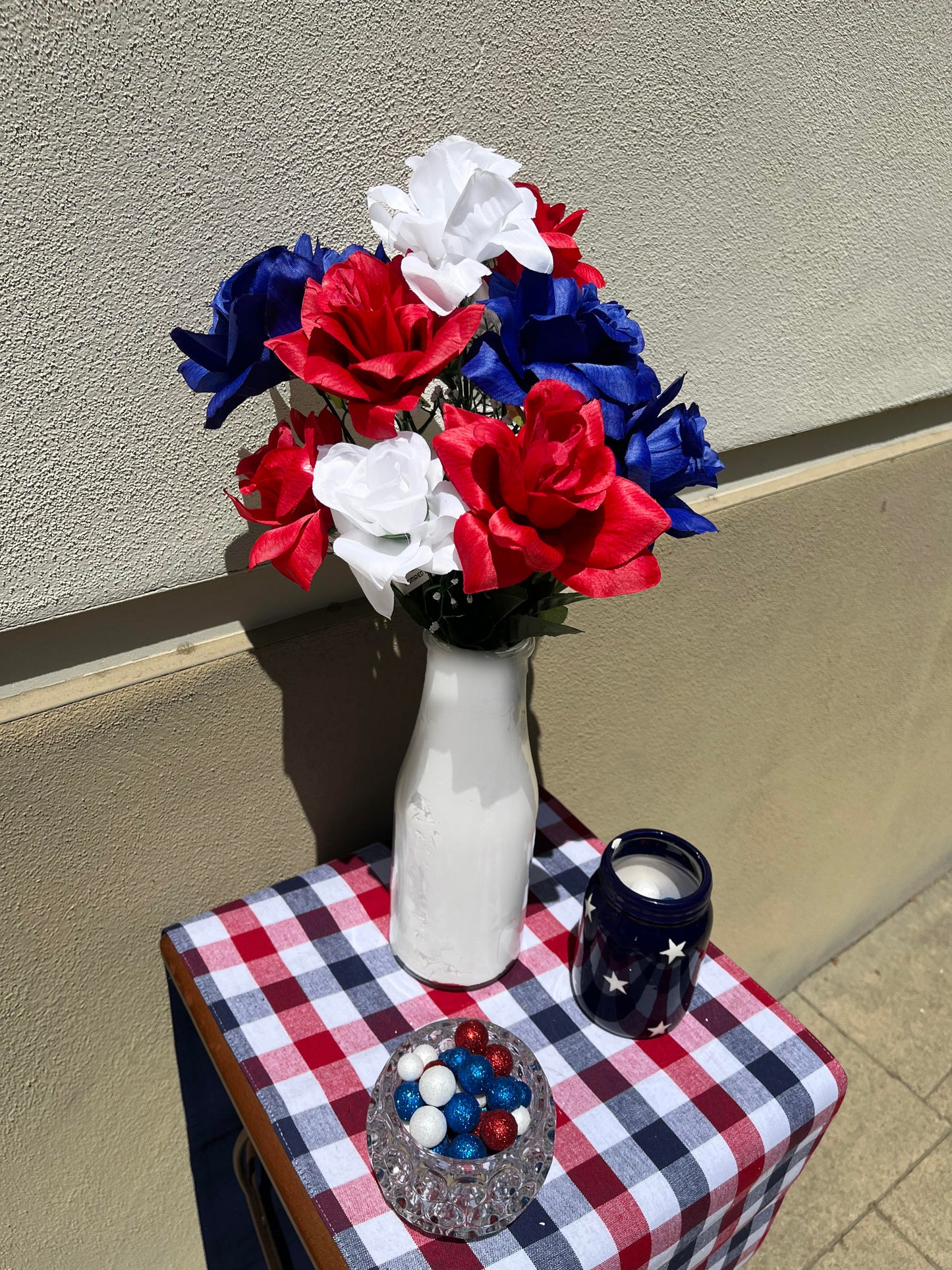 12 Stems Artificial Flower Roses Patriotic