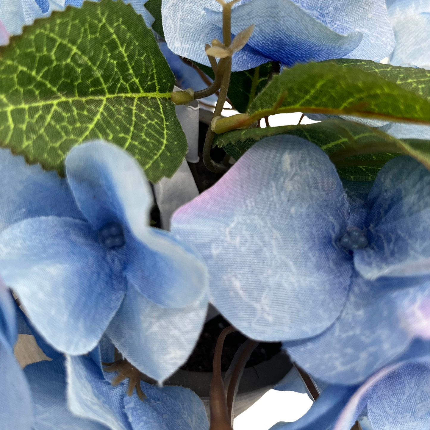 7"H Artficial Flowers Full Blooming Hydrangea Potted Plant Spring Indoor Faux Plant