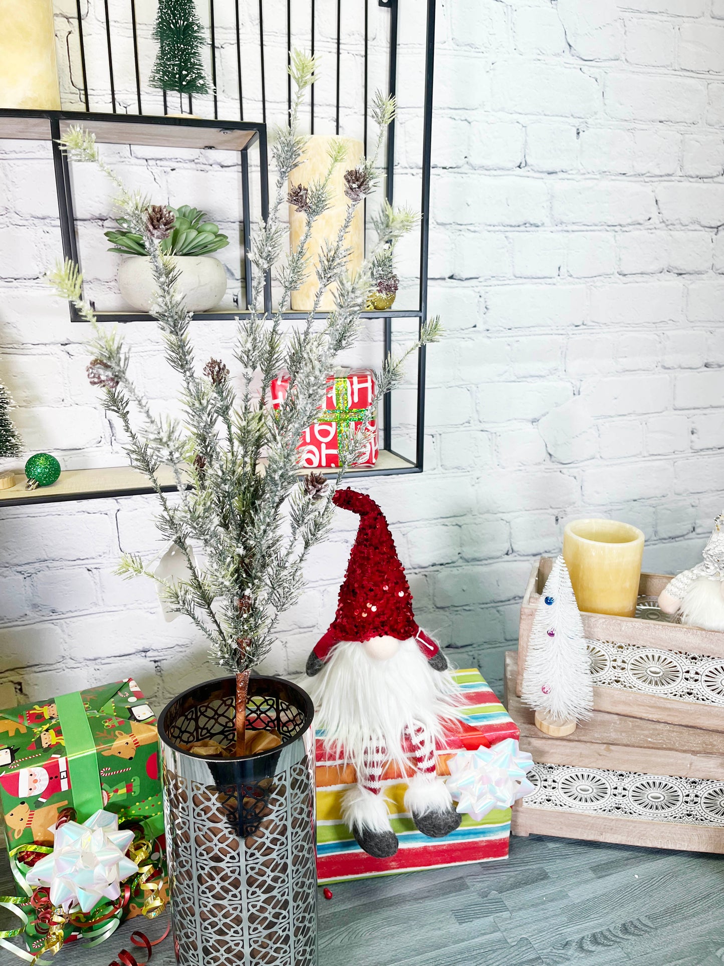 2 Pieces 29" Ice Ming Pine W/Pine Cones Spray