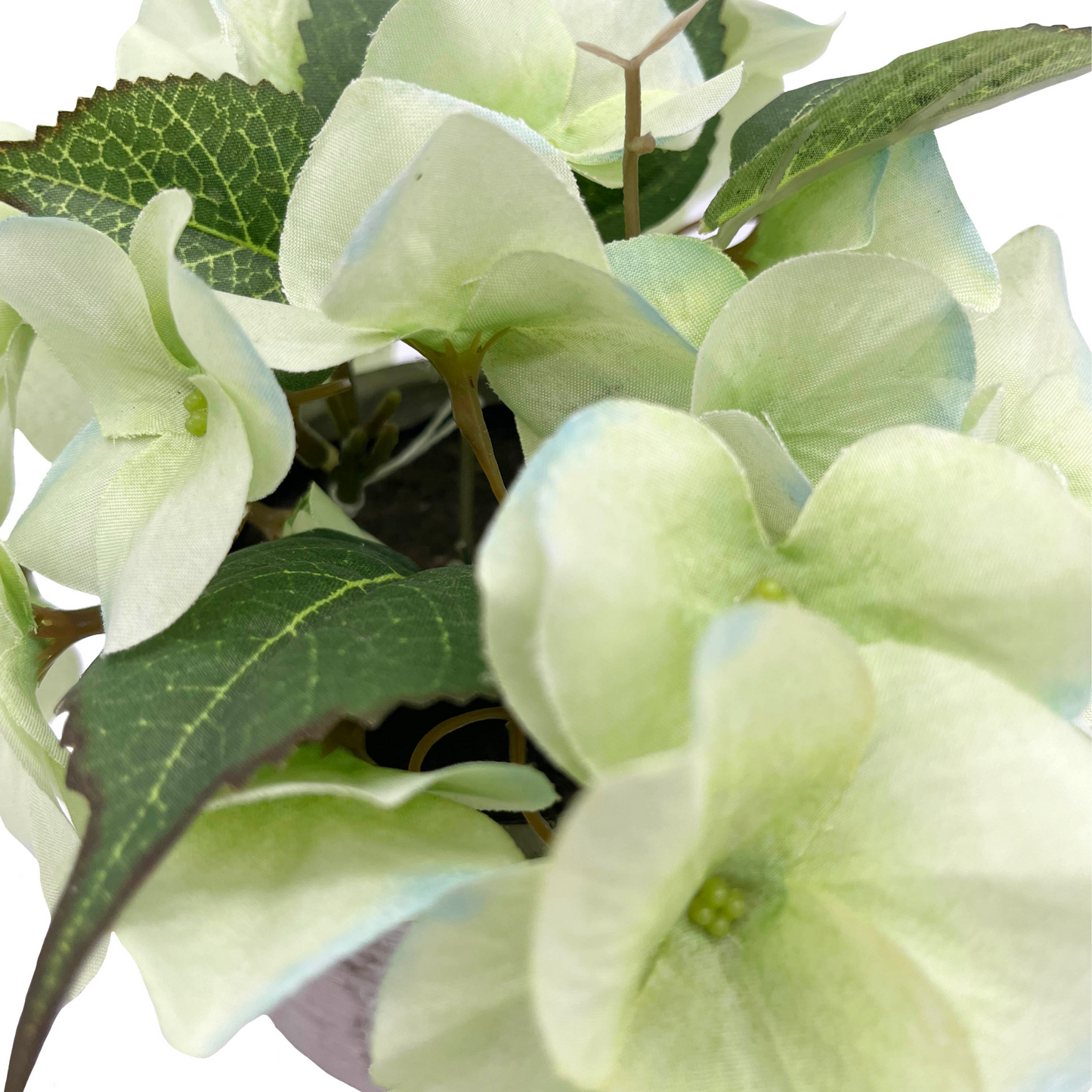 7"H Artficial Flowers Full Blooming Hydrangea Potted Plant Spring Indoor Faux Plant