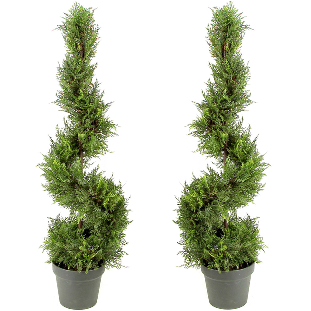 3' Artificial Cypress Leave Spiral Topiary Plant Tree, GTR4632-NATURAL