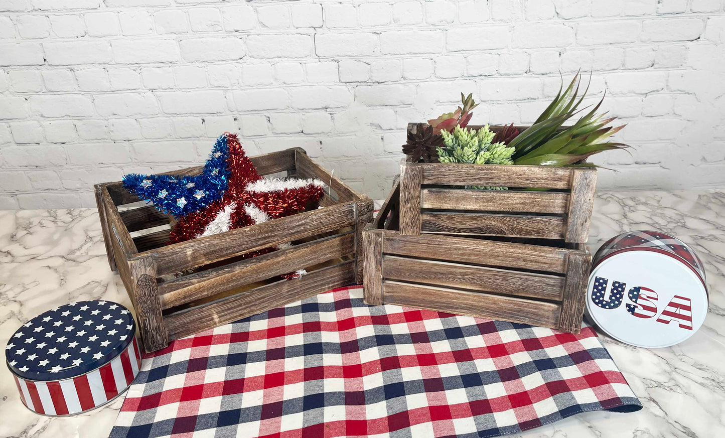 Set of 3 Rustic White Wooden Storage Crates - Farmhouse Style Decorative Baskets for Home Décor