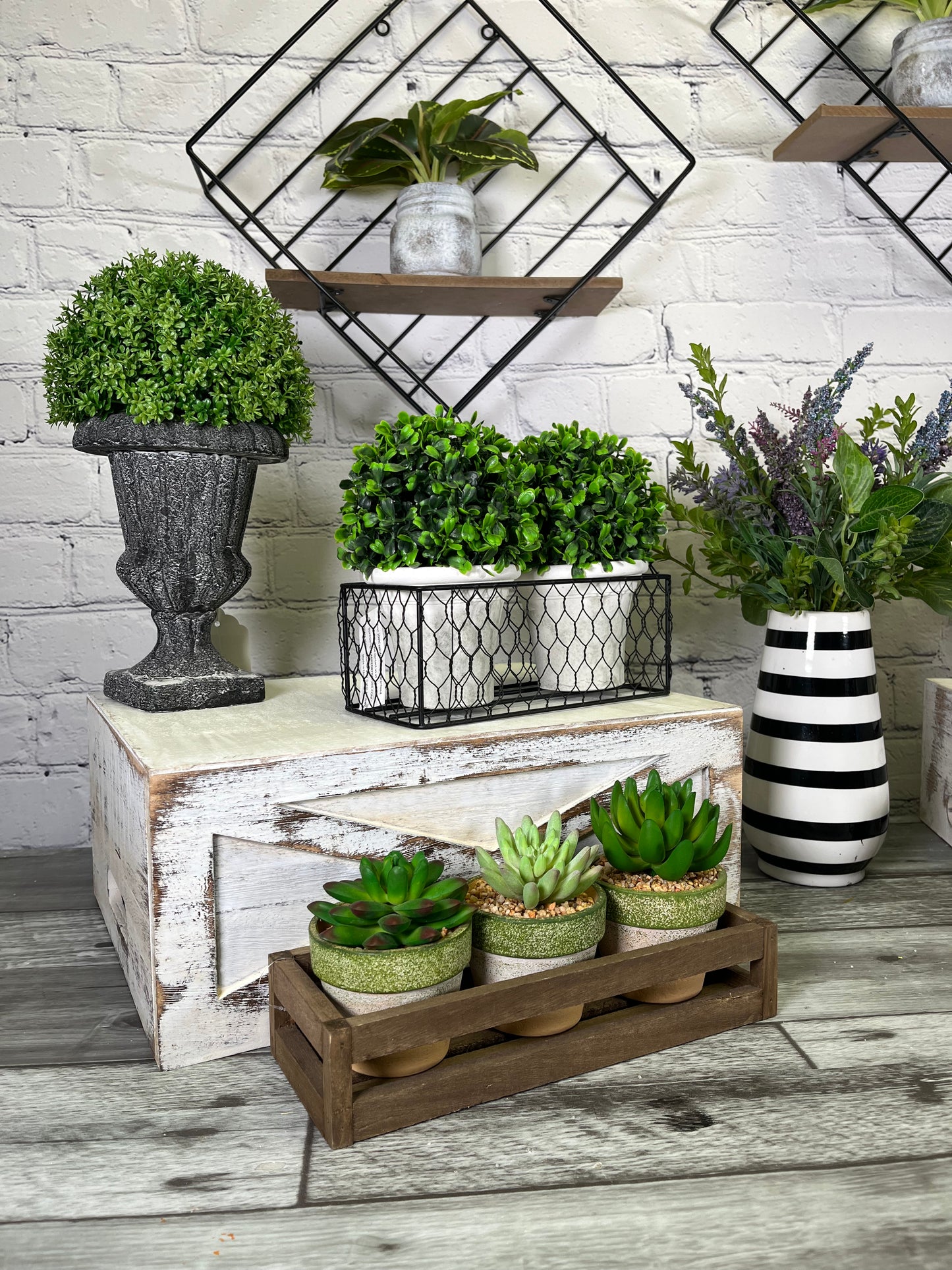 16"H Artficial Lavender Foliage Greenery Ceramic Potted Plant Spring Indoor Faux Plant