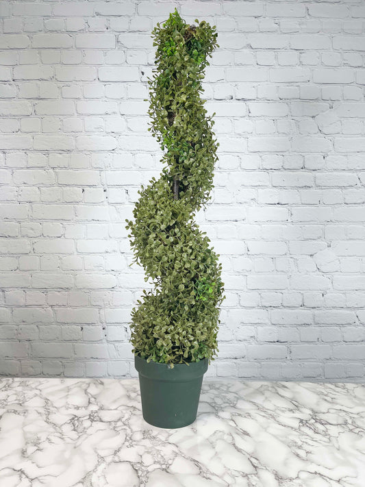 Refurbished - GTR4633-NATURAL 3' Artificial Boxwood Leave Spiral Topiary Plant Tree