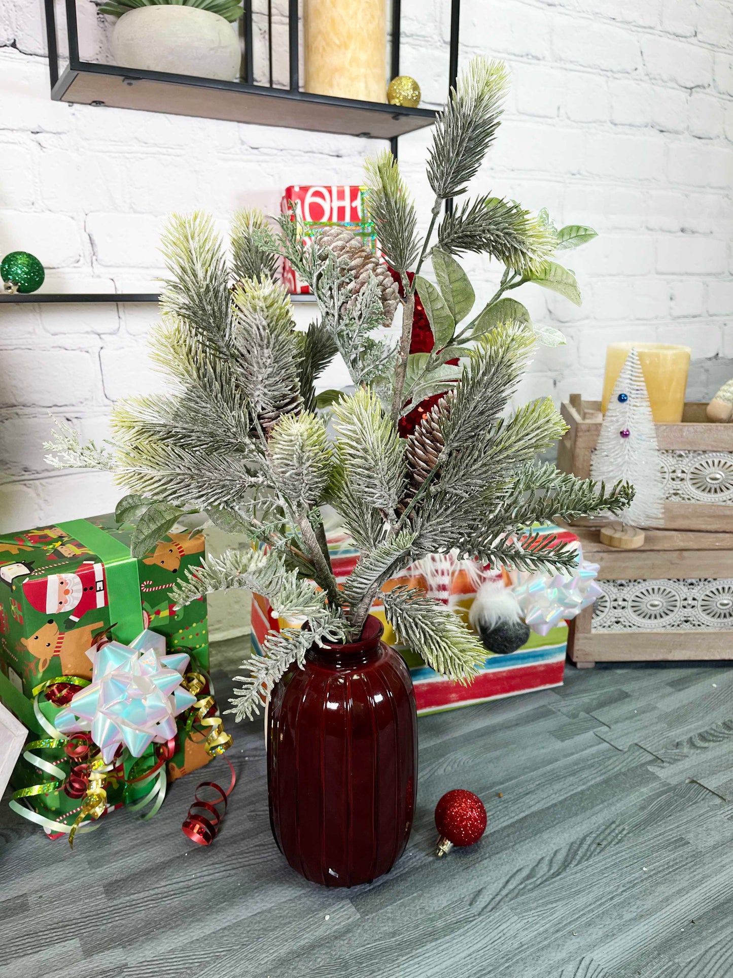 20"H Frosted Conifer W/Cones For Christmas Decorations