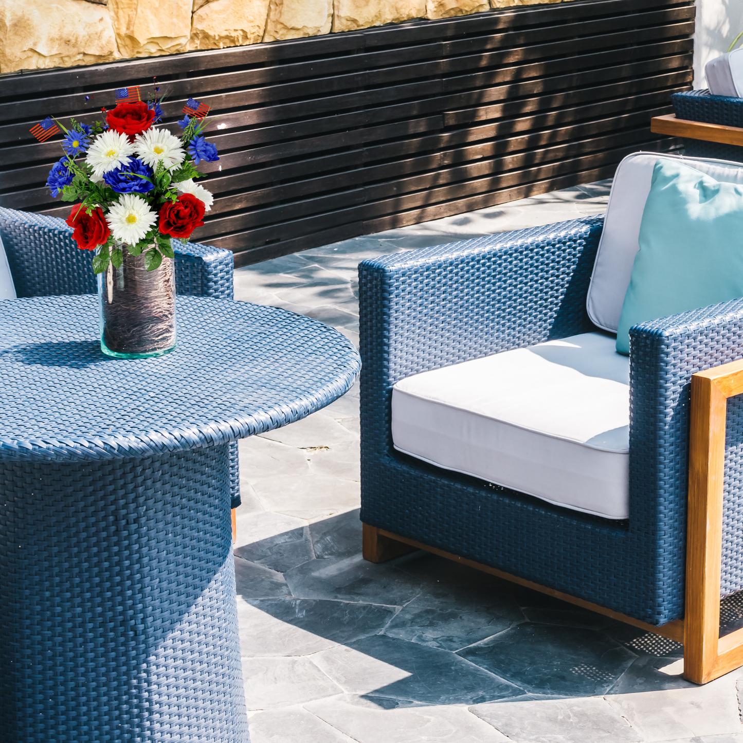 18 Stems Artificial Flower Patriotic Memorial Bouquet Peony Gerbera Daisy