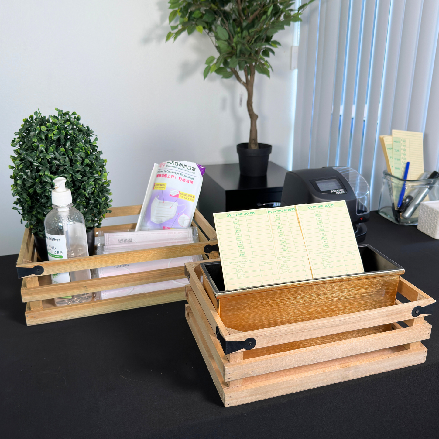 2pcs Rustic Wooden Decorative Display Crate Trays