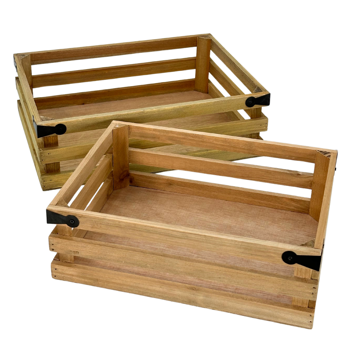 2pcs Rustic Wooden Decorative Display Crate Trays