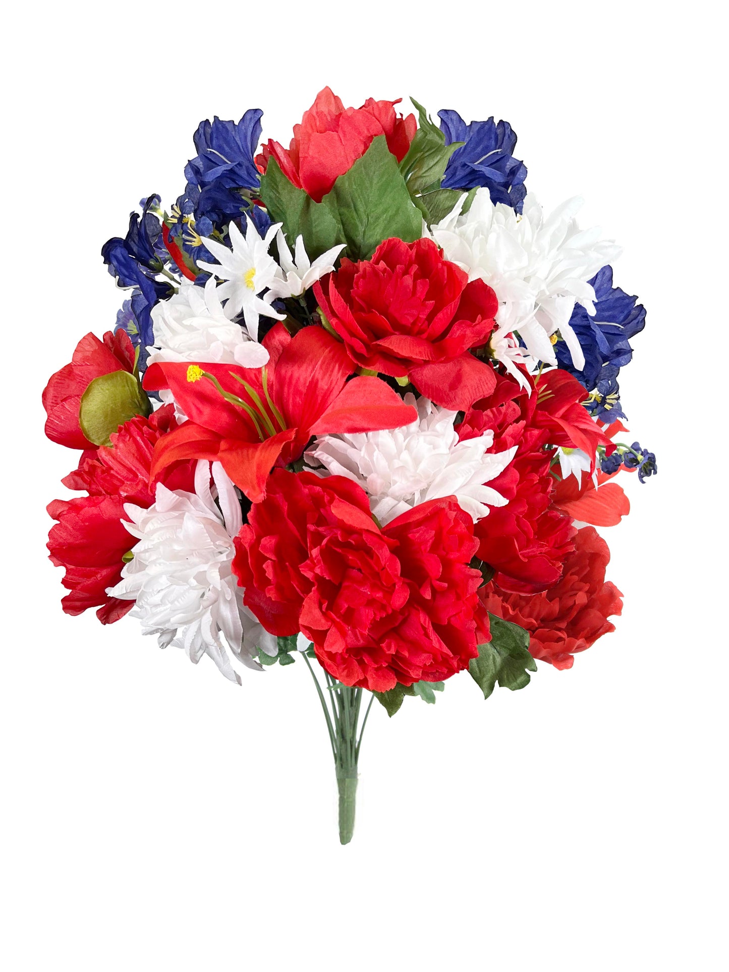 24 Stems Artificial Flower Peony Lily Mum Patriotic Bouquet