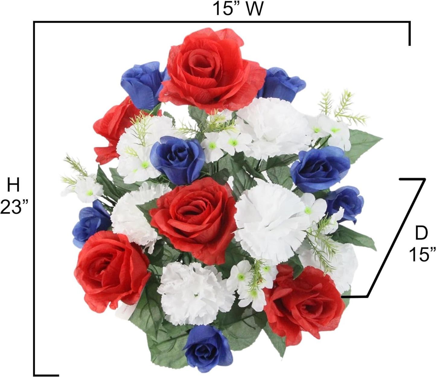 24 Stem Artificial Flowers Roses Carnation Blossom Mixed Bush Spring Faux Flower