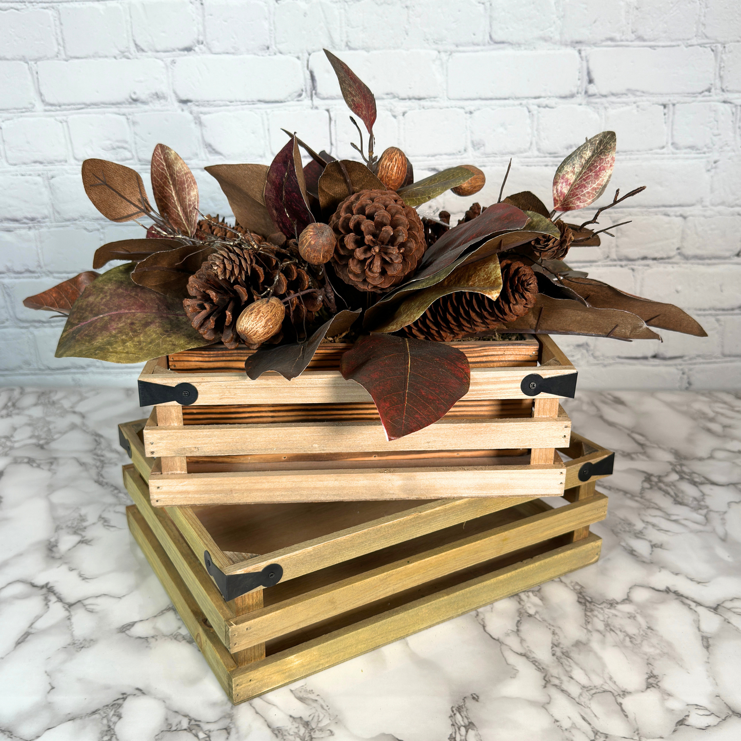2pcs Rustic Wooden Decorative Display Crate Trays