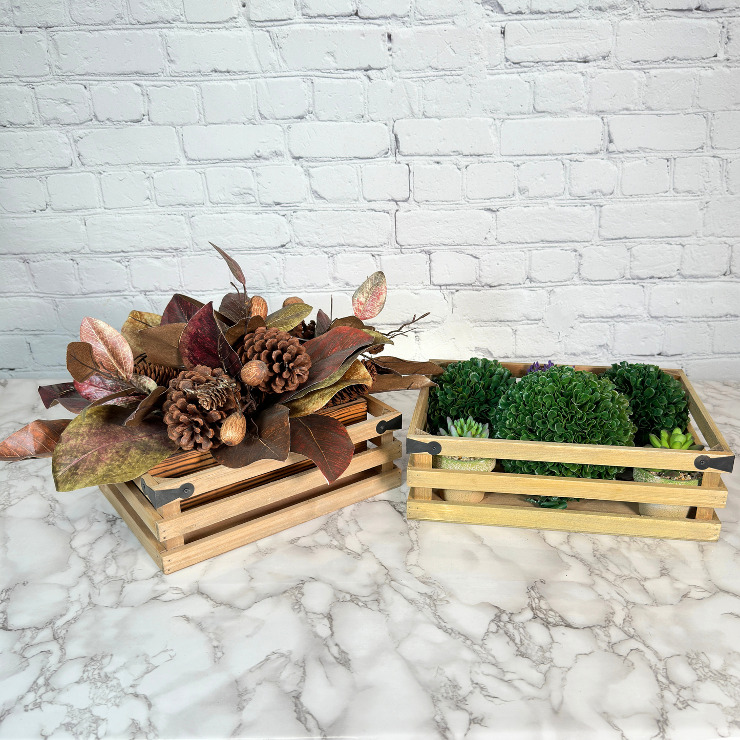 2pcs Rustic Wooden Decorative Display Crate Trays