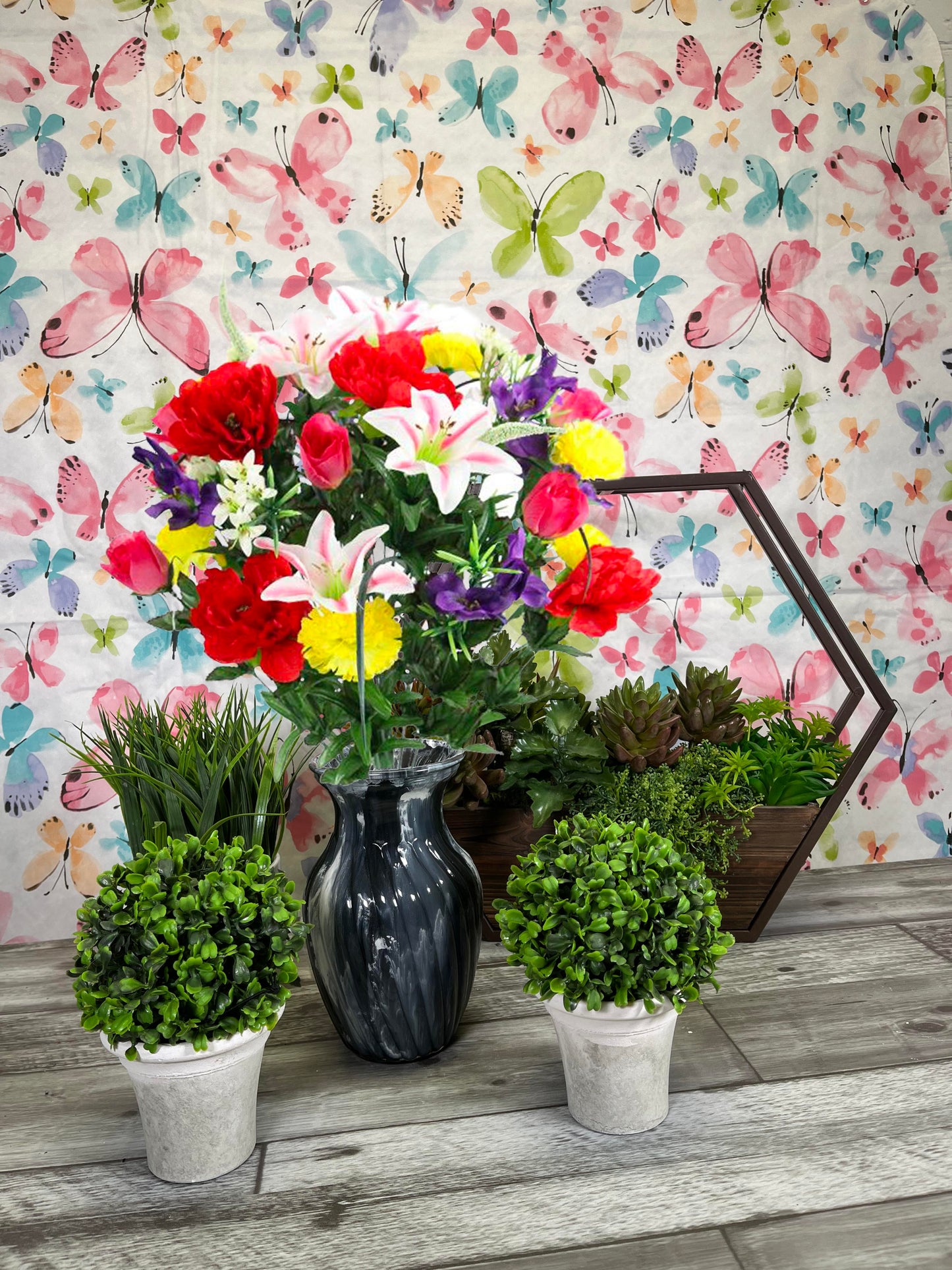 40 Stem Artificial Flowers Roses Lily Peony Mixed Bush Spring Faux Flower