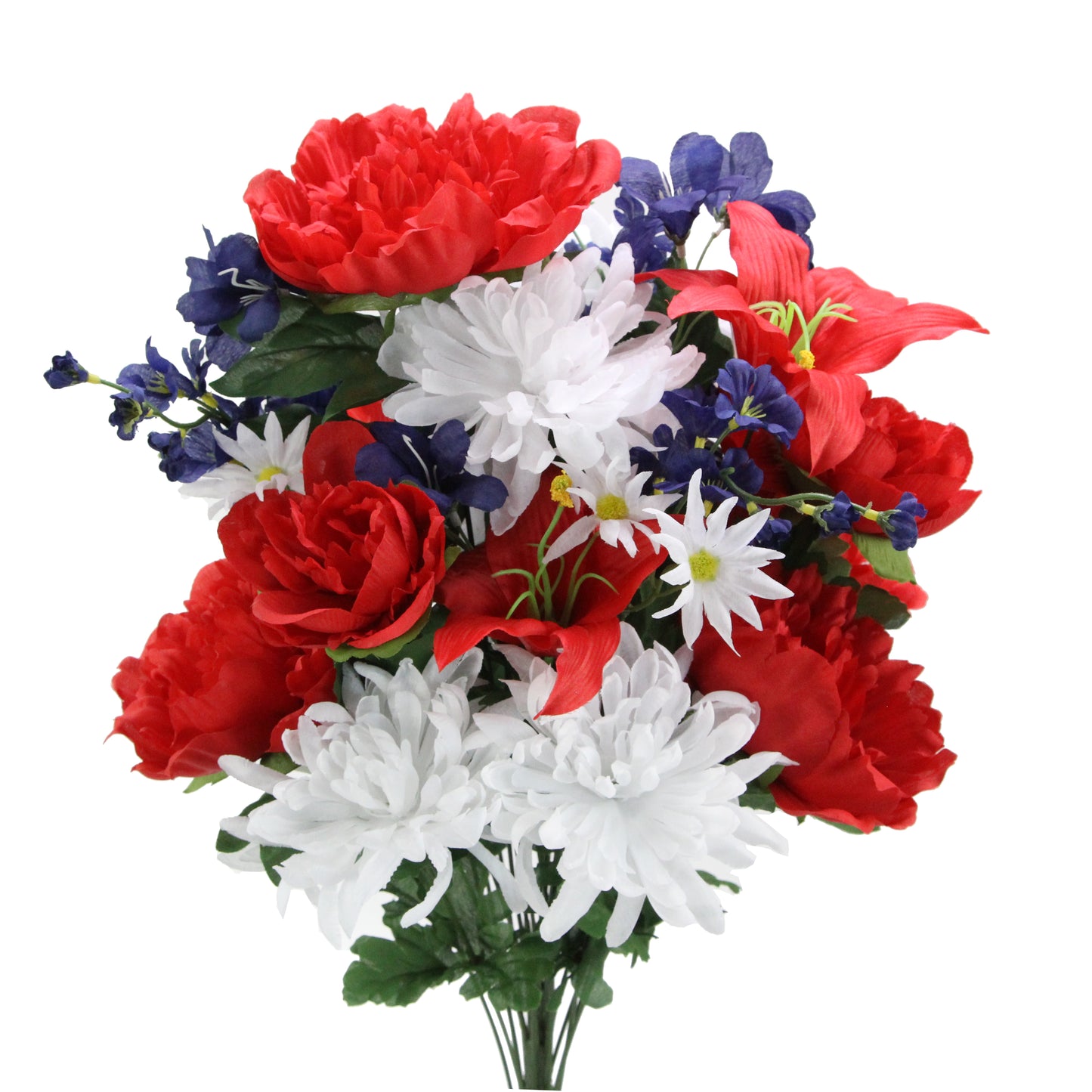 24 Stems Artificial Flower Peony Lily Mum Patriotic Bouquet