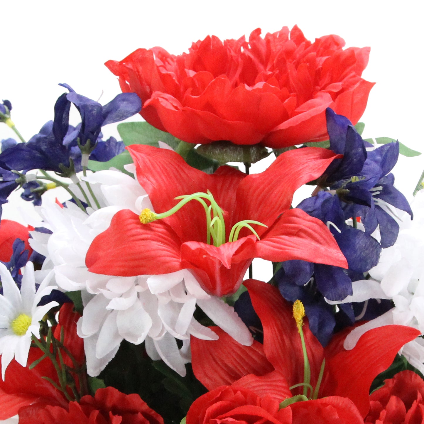24 Stems Artificial Flower Peony Lily Mum Patriotic Bouquet