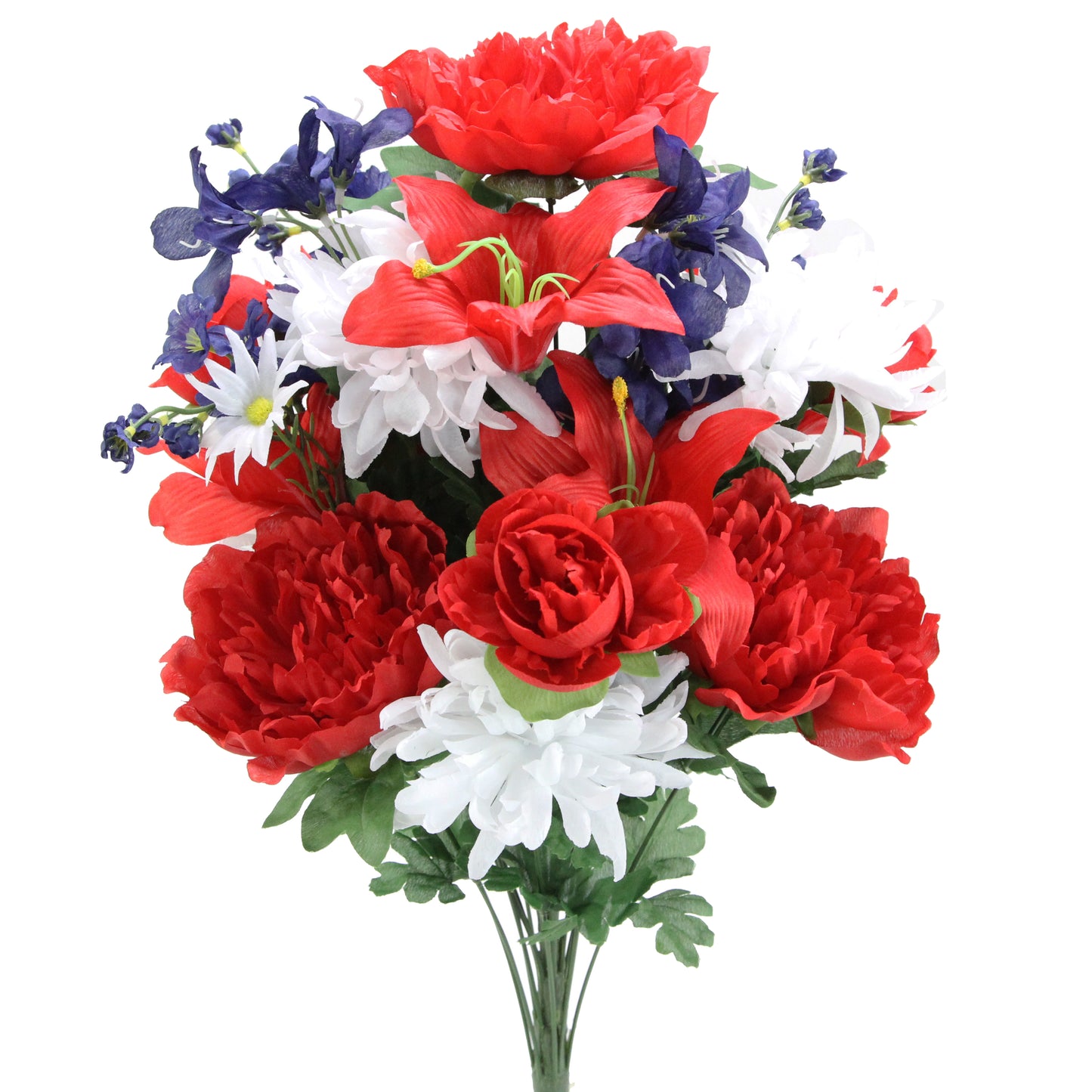 24 Stems Artificial Flower Peony Lily Mum Patriotic Bouquet
