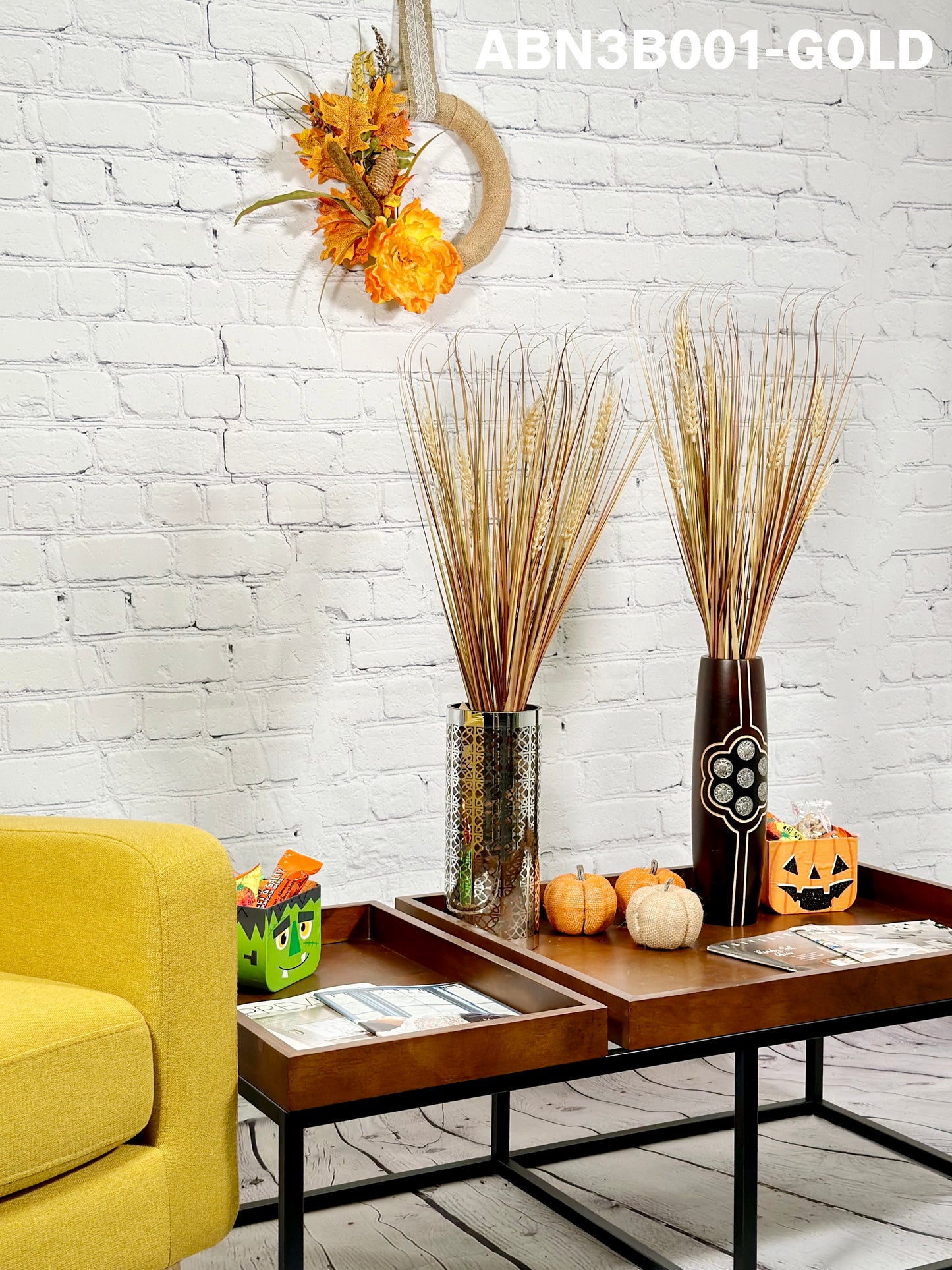 28" Artificial Autumn Flowers Artificial Wheat Grain Flowers Grass Bush