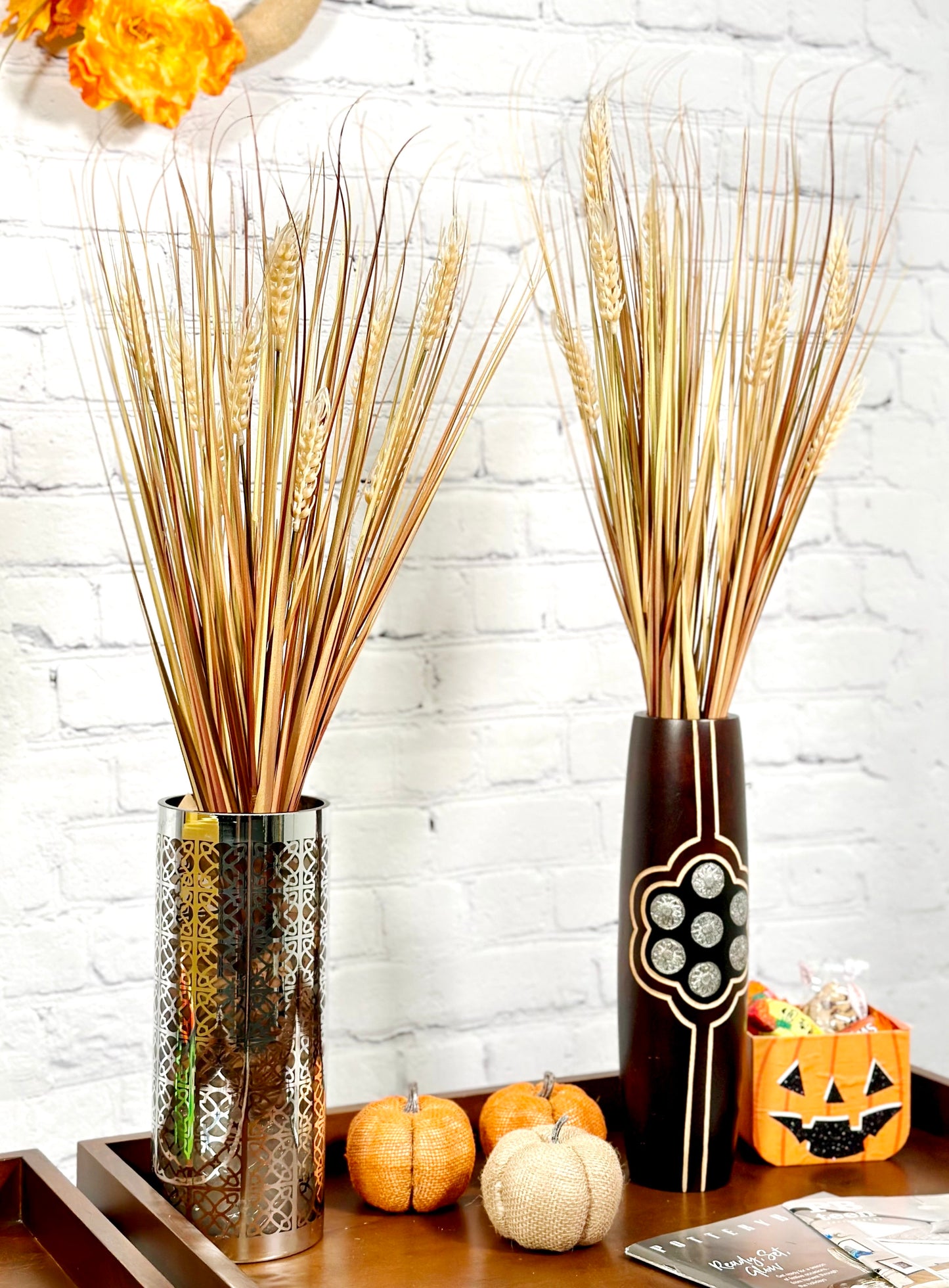 28" Artificial Autumn Flowers Artificial Wheat Grain Flowers Grass Bush