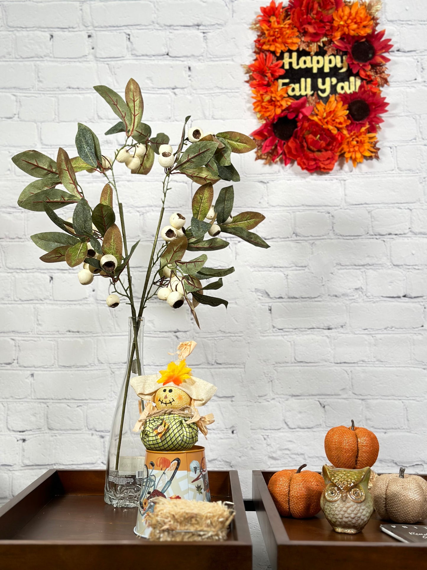 Artificial Autumn Flowers 29 Inch Faux Spray Loquat Fake Fruit Plant Fall Décor