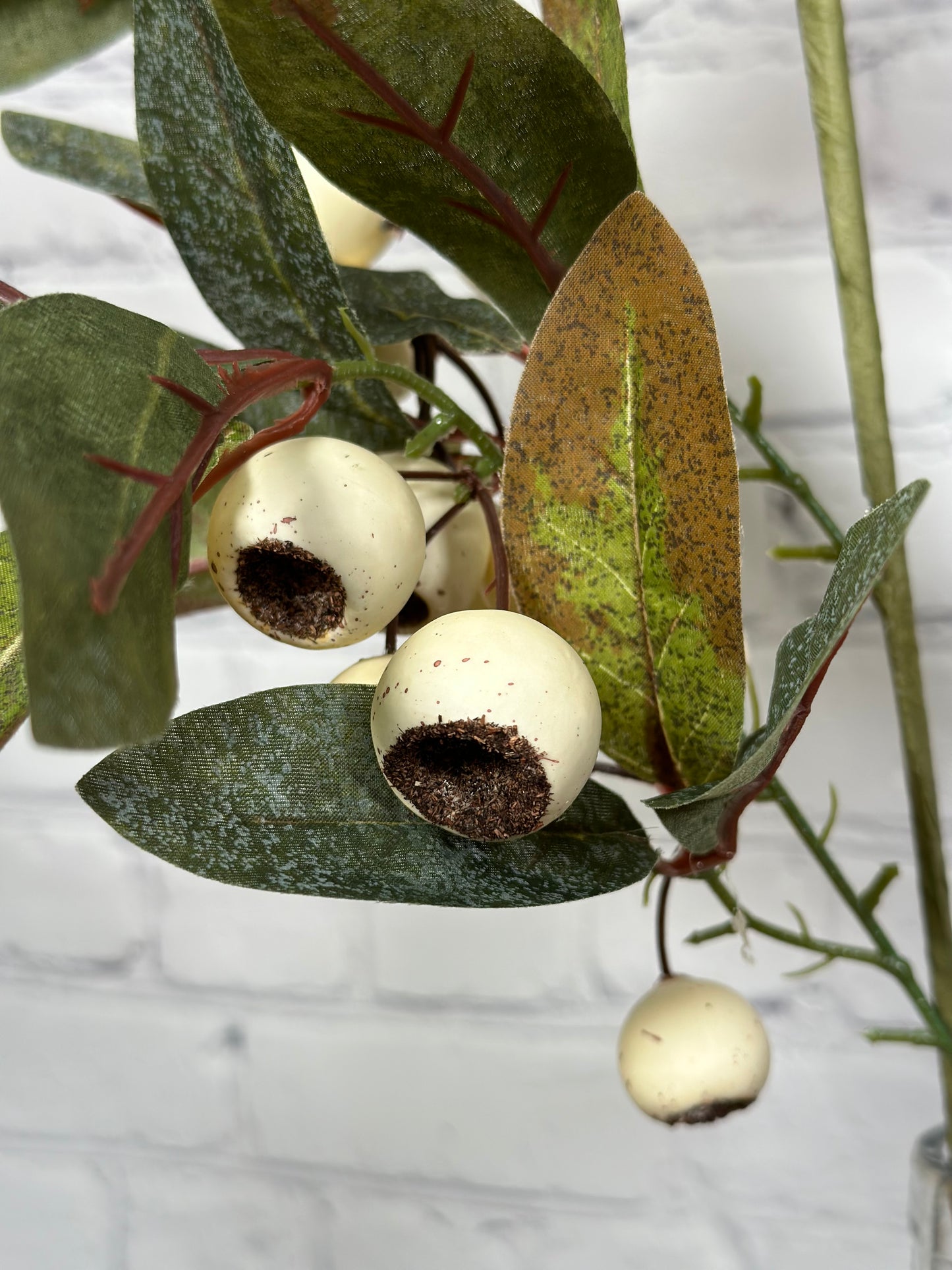 Artificial Autumn Flowers 29 Inch Faux Spray Loquat Fake Fruit Plant Fall Décor