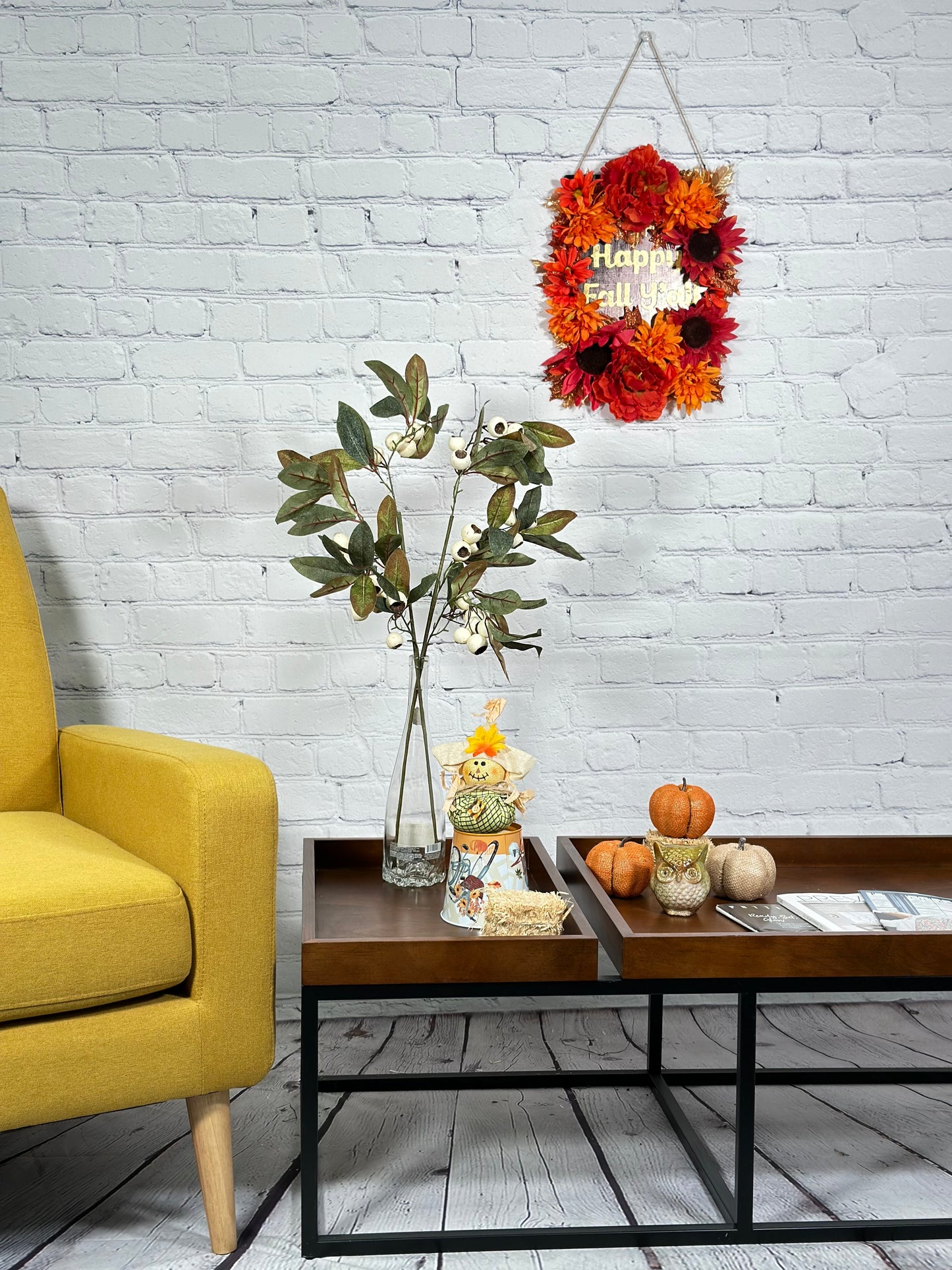 Artificial Autumn Flowers 29 Inch Faux Spray Loquat Fake Fruit Plant Fall Décor