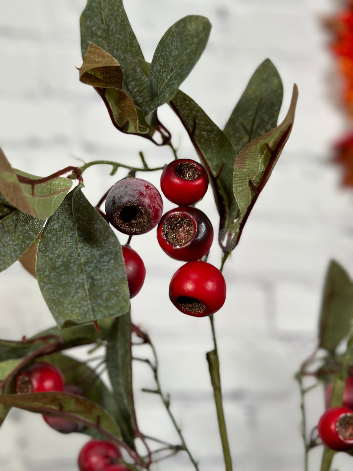 Artificial Autumn Flowers 29 Inch Faux Spray Loquat Fake Fruit Plant Fall Décor