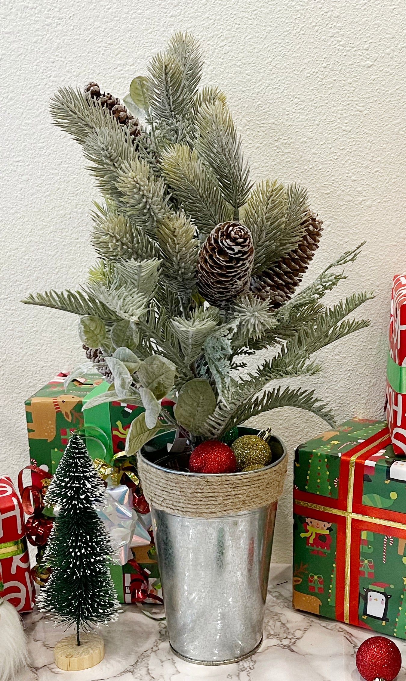 20"H Frosted Conifer W/Cones For Christmas Decorations