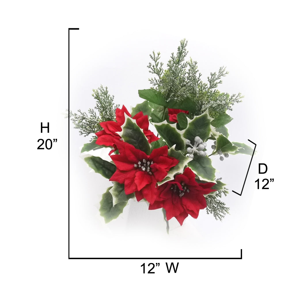 12 Stems Artificial Poinsettia Bouquet Fake Christmas Flowers