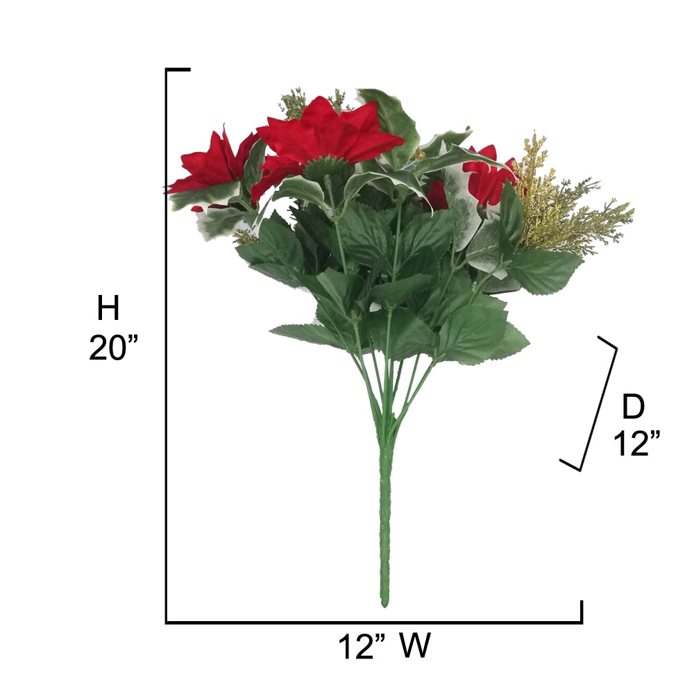 12 Stems Artificial Poinsettia Bouquet Fake Christmas Flowers
