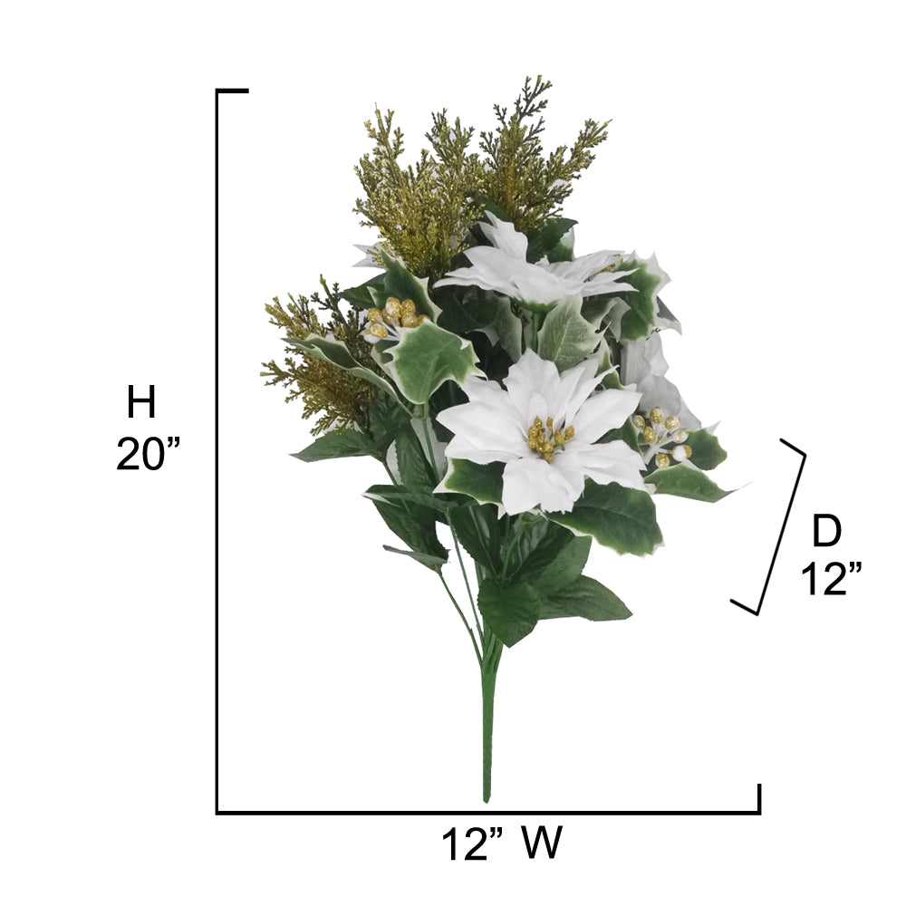 12 Stems Artificial Poinsettia Bouquet Fake Christmas Flowers