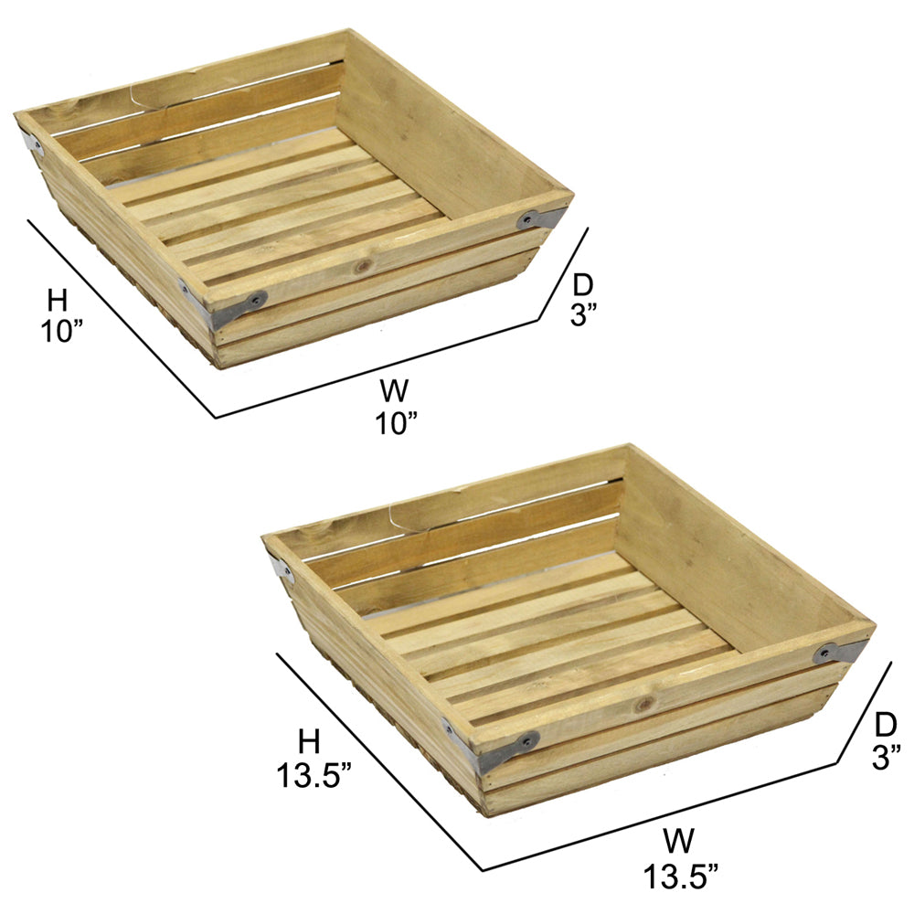 ABN5E078-NTRL Natural Wood Large & Small Shallow Square