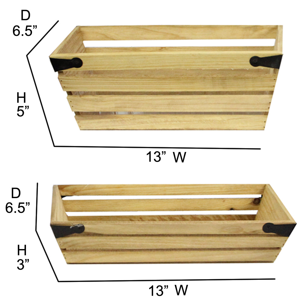 ABN5E079-NTRL Sterrett 2-Piece Wood Pot Planter Set