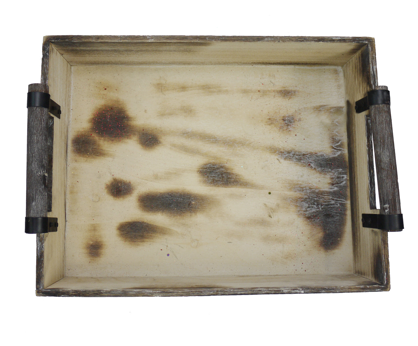 ABN5E109-NTRL - 13.75 inch Wooden Rustic Décor Serving Tray with Handles