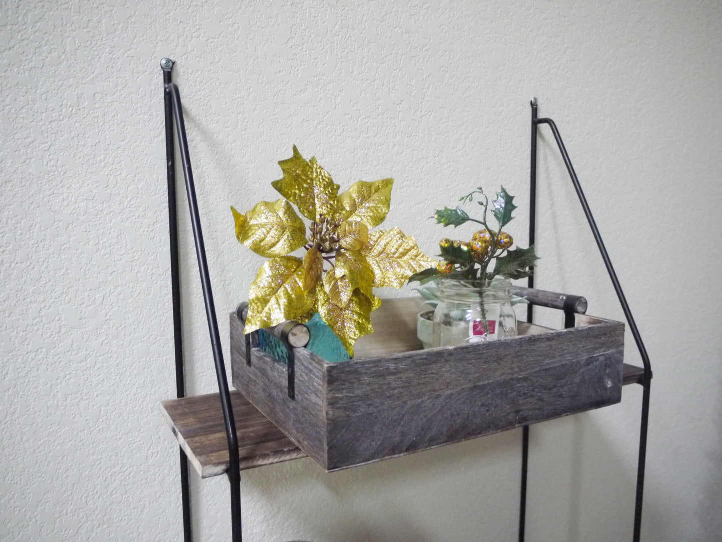 ABN5E109-NTRL - 13.75 inch Wooden Rustic Décor Serving Tray with Handles