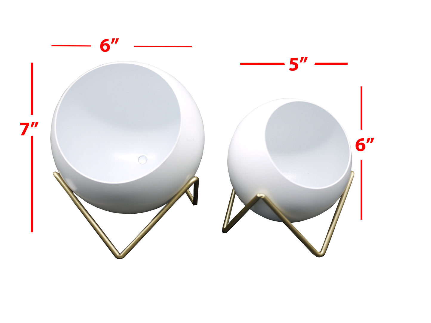 Set of 2 2 sizes Modern Spherical Planter Pot Flower Plants Holder
