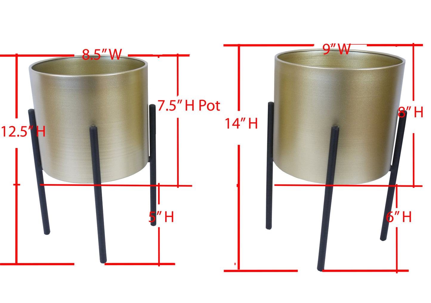Set of 2 2 sizes Mid Century Planter Pot Flower Plants Holder