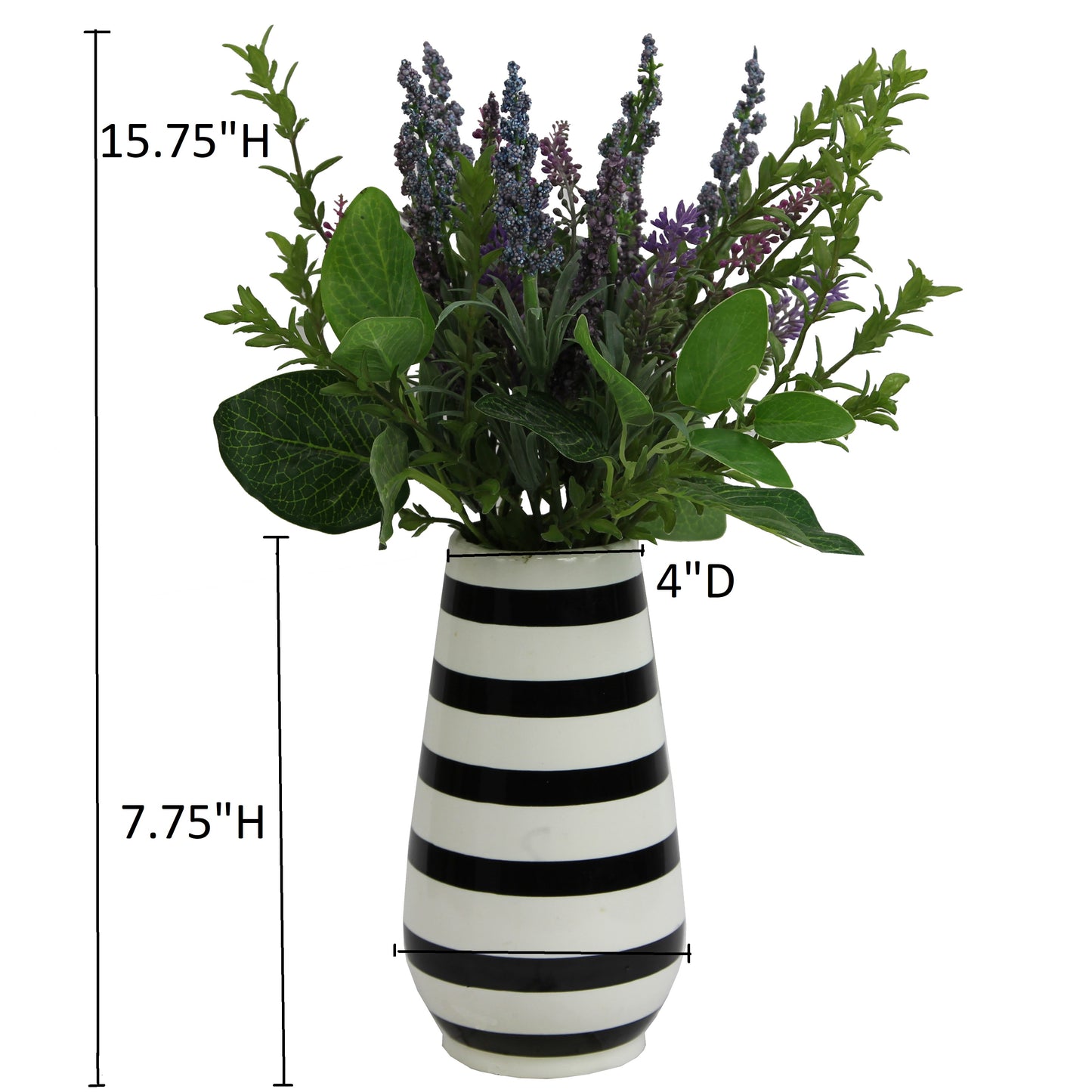 16"H Artficial Lavender Foliage Greenery Ceramic Potted Plant Spring Indoor Faux Plant