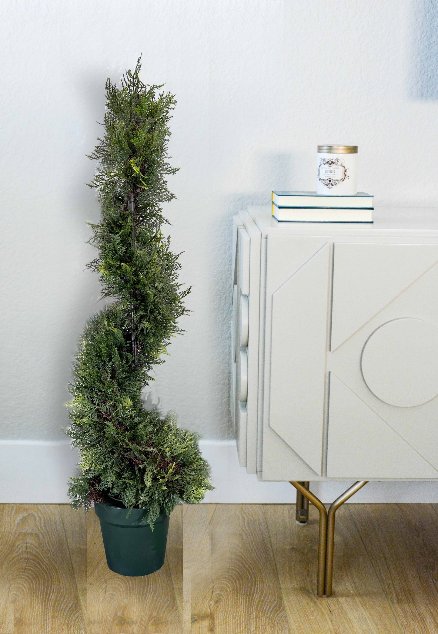 3' Artificial Cypress Leave Spiral Topiary Plant Tree, GTR4632-NATURAL