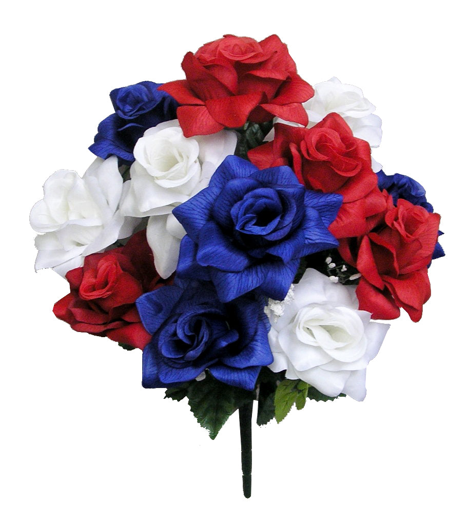 12 Stems Artificial Flower Roses Patriotic