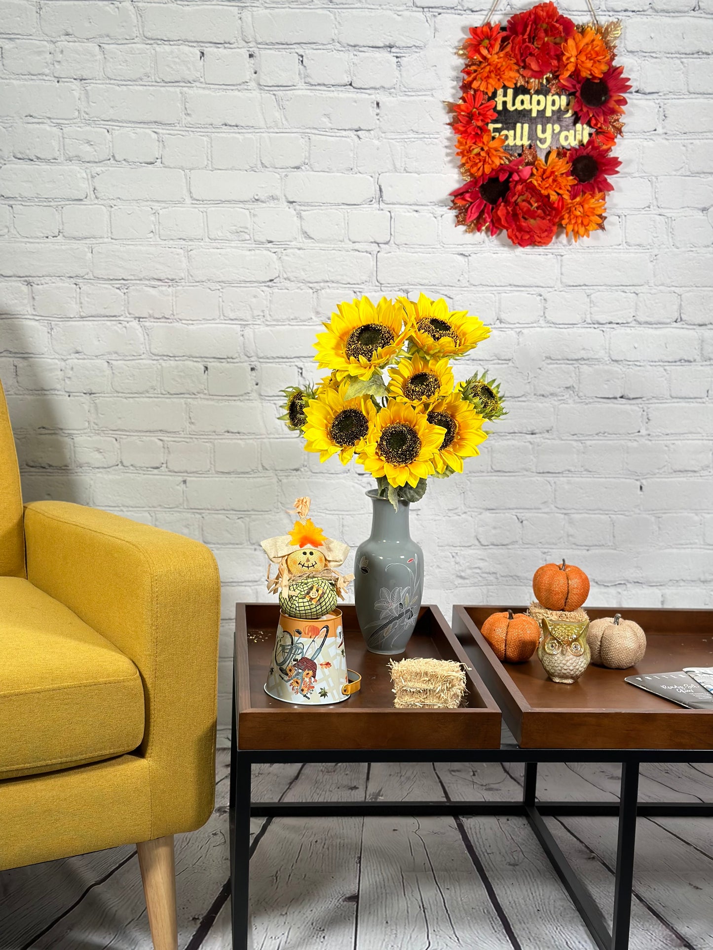 2 pcs 2 Stems Artificial Blooms Sunflower Bush Flower