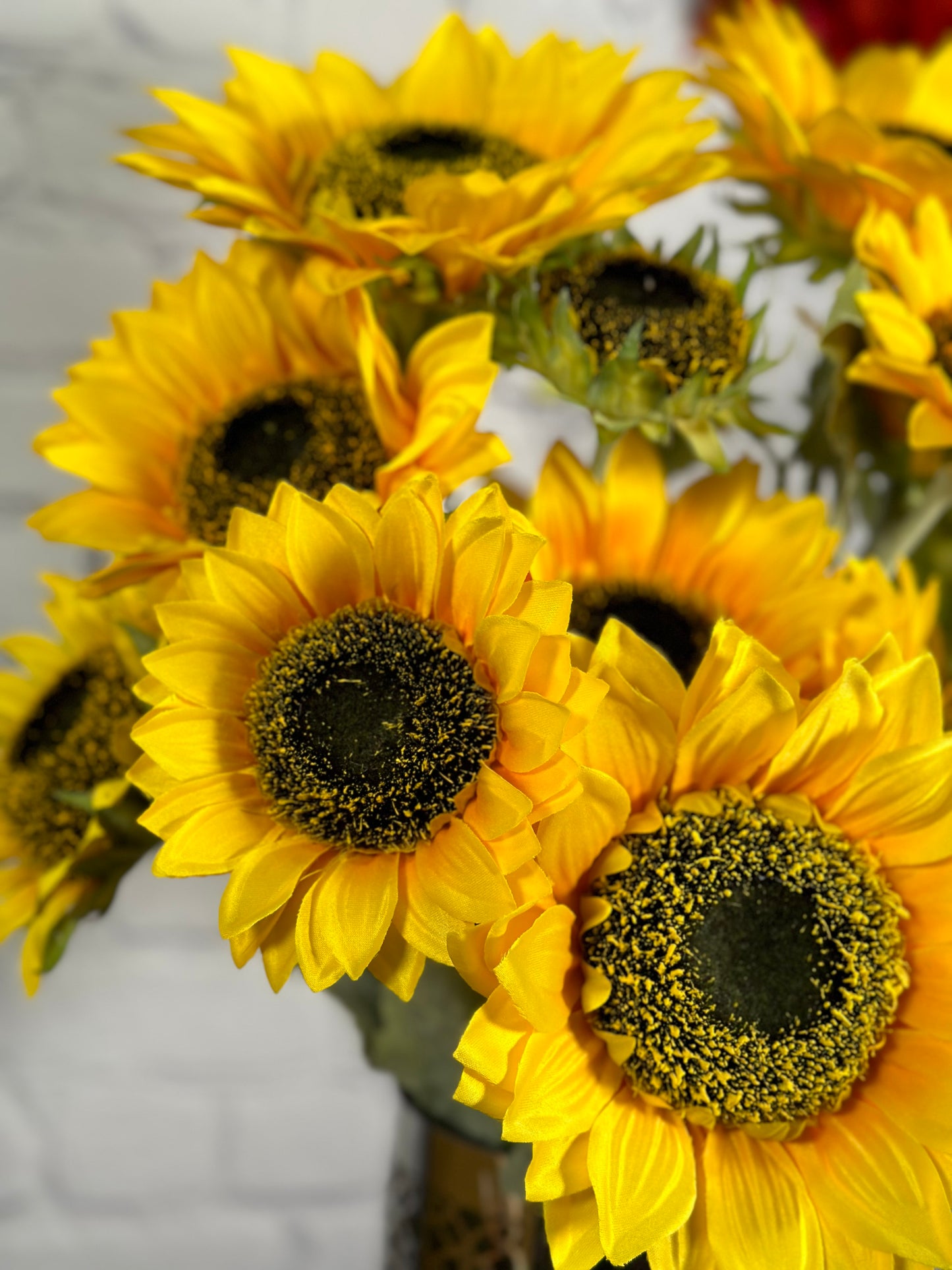 2 pcs 7 Stems Artificial Blooms Sunflower Bush Flower