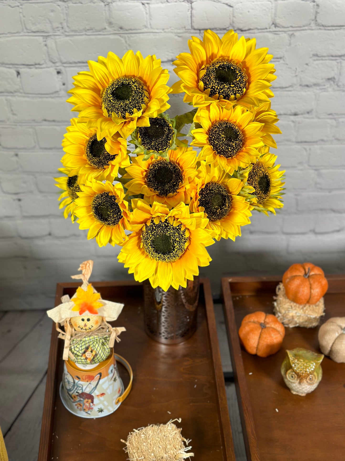 2 pcs 7 Stems Artificial Blooms Sunflower Bush Flower