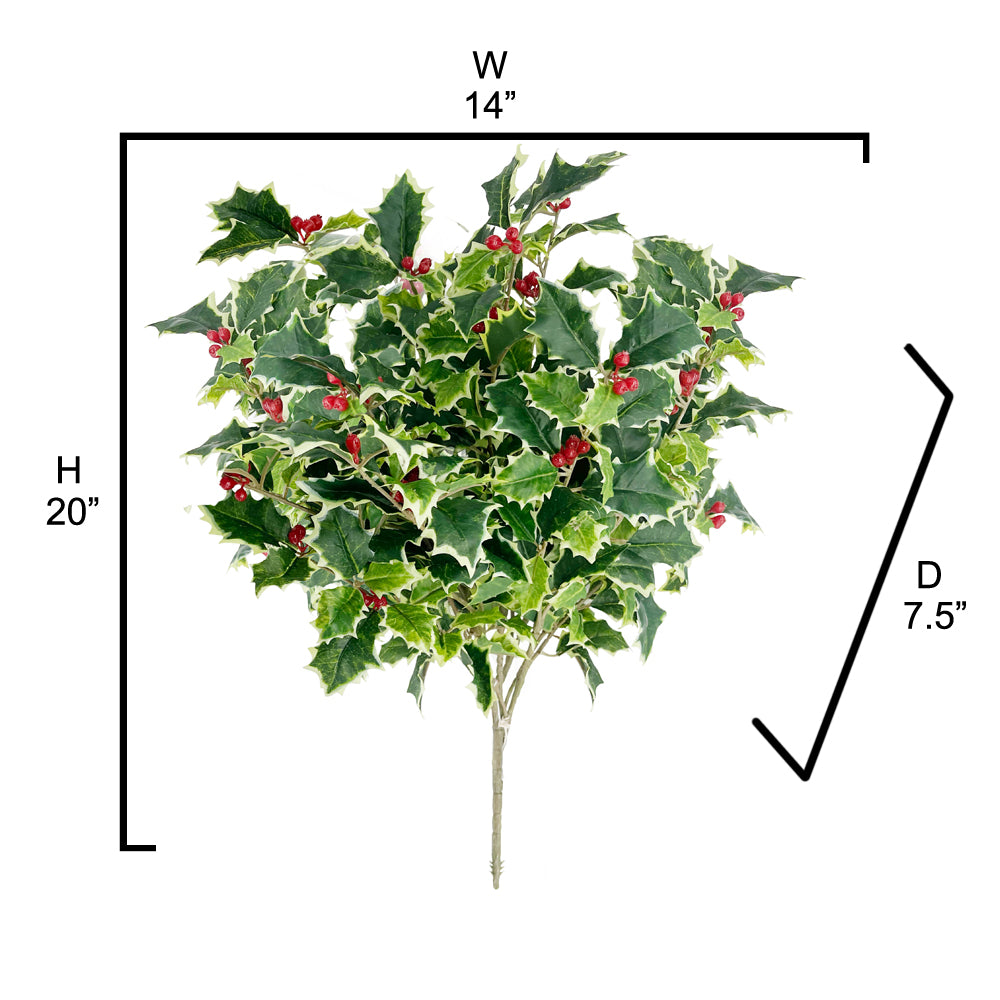 Artificial Holly Leaves Berries Christmas Bush For Christmas decorations Home Décor